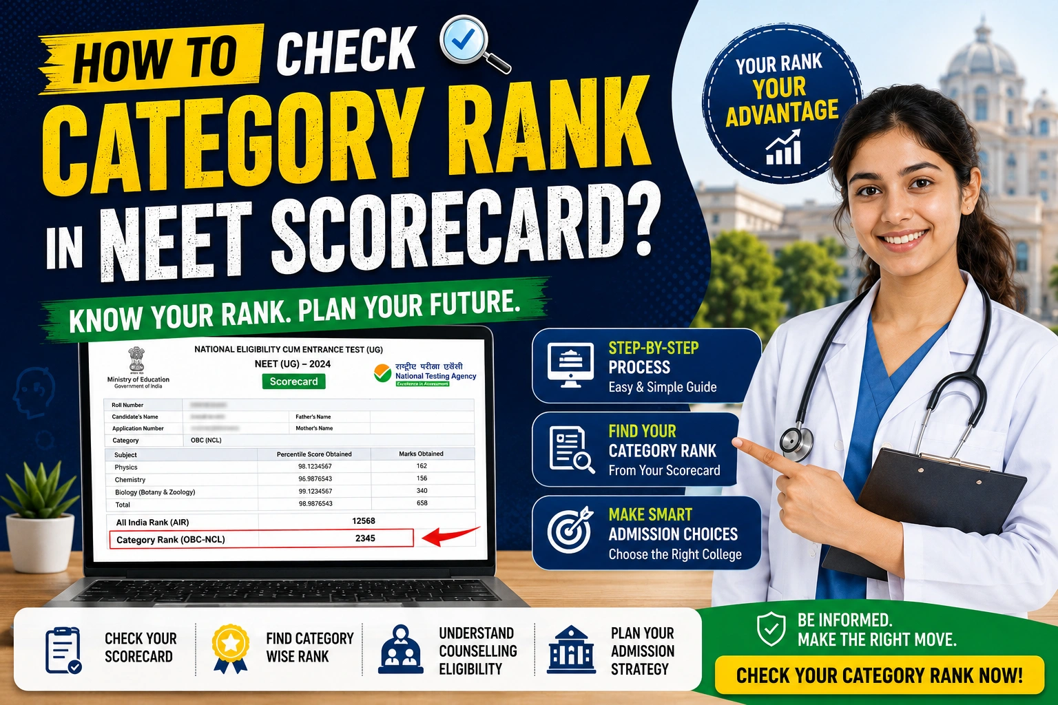 How to Check Category Rank in NEET Scorecard?